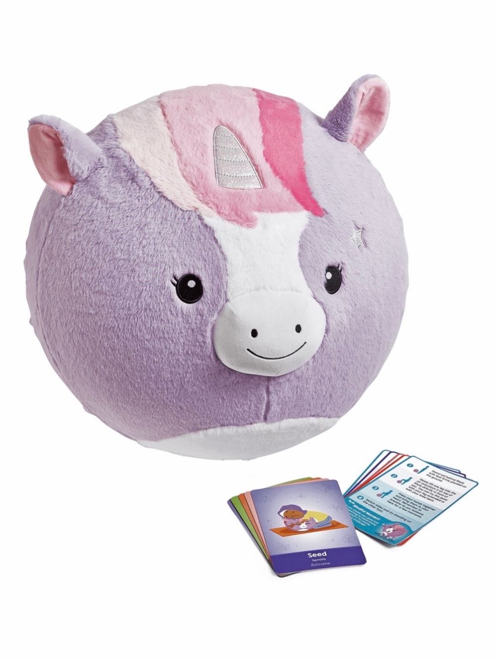 HAND2MIND BubblePlush Unicorn Plush 15” Yoga Ball Buddy with Pump
